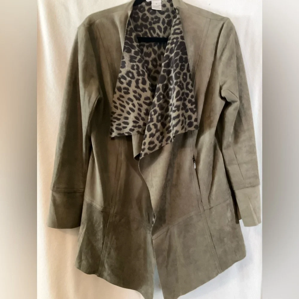 Elysee 26 suede like olive green jacket - Picture 4 of 4